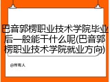 巴音郭楞职业技术学院毕业后一般能干什么呢(巴音郭楞职业技术学院就业方向)
