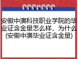 安徽中澳科技职业学院的毕业证含金量怎么样，为什么(安徽中澳毕业证含金量)