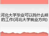 河北大学毕业可以找什么样的工作(河北大学就业方向)