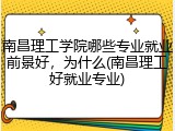 南昌理工学院哪些专业就业前景好，为什么(南昌理工好就业专业)