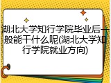 湖北大学知行学院毕业后一般能干什么呢(湖北大学知行学院就业方向)
