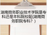 湖南商务职业技术学院是专科还是本科院校呢(湖南商务职院专科？)