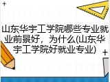 山东华宇工学院哪些专业就业前景好，为什么(山东华宇工学院好就业专业)