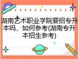 湖南艺术职业学院要招专升本吗，如何参考(湖南专升本招生参考)