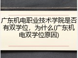 广东机电职业技术学院是否有双学位，为什么(广东机电双学位原因)