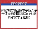 安徽商贸职业技术学院奖学金评定细则是怎样的(安徽商贸奖学金细则)