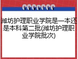 潍坊护理职业学院是一本还是本科第二批(潍坊护理职业学院批次)