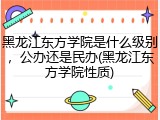 黑龙江东方学院是什么级别，公办还是民办(黑龙江东方学院性质)