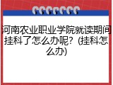 河南农业职业学院就读期间挂科了怎么办呢？(挂科怎么办)