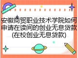 安徽商贸职业技术学院如何申请在读间的创业无息贷款(在校创业无息贷款)