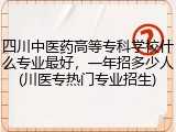 四川中医药高等专科学校什么专业最好，一年招多少人(川医专热门专业招生)