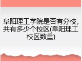 阜阳理工学院是否有分校，共有多少个校区(阜阳理工校区数量)