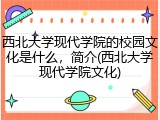 西北大学现代学院的校园文化是什么，简介(西北大学现代学院文化)