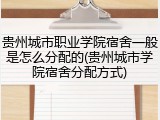 贵州城市职业学院宿舍一般是怎么分配的(贵州城市学院宿舍分配方式)