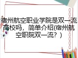 宿州航空职业学院是双一流高校吗，简单介绍(宿州航空职院双一流？)
