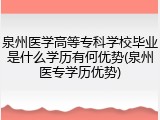 泉州医学高等专科学校毕业是什么学历有何优势(泉州医专学历优势)