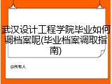 武汉设计工程学院毕业如何调档案呢(毕业档案调取指南)
