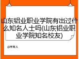 山东铝业职业学院有出过什么知名人士吗(山东铝业职业学院知名校友)
