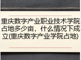 重庆数字产业职业技术学院占地多少亩，什么情况下成立(重庆数字产业学院占地)