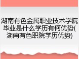 湖南有色金属职业技术学院毕业是什么学历有何优势(湖南有色职院学历优势)