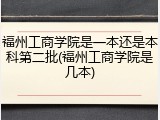福州工商学院是一本还是本科第二批(福州工商学院是几本)