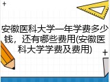 安徽医科大学一年学费多少钱，还有哪些费用(安徽医科大学学费及费用)