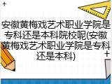 安徽黄梅戏艺术职业学院是专科还是本科院校呢(安徽黄梅戏艺术职业学院是专科还是本科)