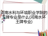 河南水利与环境职业学院的王牌专业是什么(河南水环王牌专业)