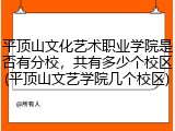平顶山文化艺术职业学院是否有分校，共有多少个校区(平顶山文艺学院几个校区)