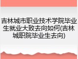 吉林城市职业技术学院毕业生就业大致去向如何(吉林城职院毕业生去向)