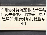 广州涉外经济职业技术学院什么专业就业比较好，原因是啥(广州涉外热门就业专业)