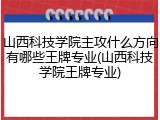 山西科技学院主攻什么方向有哪些王牌专业(山西科技学院王牌专业)