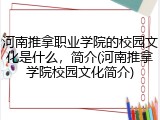 河南推拿职业学院的校园文化是什么，简介(河南推拿学院校园文化简介)