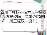 四川工程职业技术大学是双一流高校吗，简单介绍(四川工程双一流？)