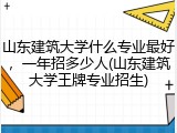 山东建筑大学什么专业最好，一年招多少人(山东建筑大学王牌专业招生)