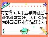 海南外国语职业学院哪些专业就业前景好，为什么(海南外国语职业学院好专业)