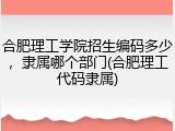 合肥理工学院招生编码多少，隶属哪个部门(合肥理工代码隶属)