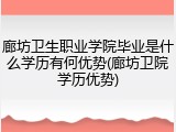 廊坊卫生职业学院毕业是什么学历有何优势(廊坊卫院学历优势)