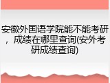安徽外国语学院能不能考研，成绩在哪里查询(安外考研成绩查询)