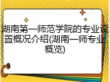 湖南第一师范学院的专业设置概况介绍(湖南一师专业概览)