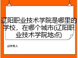 辽阳职业技术学院是哪里的学校，在哪个城市(辽阳职业技术学院地点)