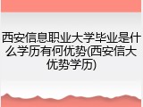 西安信息职业大学毕业是什么学历有何优势(西安信大优势学历)