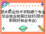丽水职业技术学院哪个专业毕业就业前景比较好(丽水职院好就业专业)