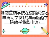 湖南医药学院在读期间怎么申请助学贷款(湖南医药学院助学贷款申请)