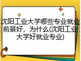 沈阳工业大学哪些专业就业前景好，为什么(沈阳工业大学好就业专业)