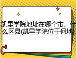 凯里学院地址在哪个市，什么区县(凯里学院位于何地)