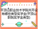 平顶山职业技术学院共开设有哪些类型奖学金(平顶山职院奖学金类型)