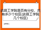 武昌工学院是否有分校，共有多少个校区(武昌工学院几个校区)