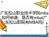 广东松山职业技术学院mba如何申请，是否有mba(广东松山职院有MBA吗)