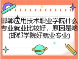 邯郸应用技术职业学院什么专业就业比较好，原因是啥(邯郸学院好就业专业)